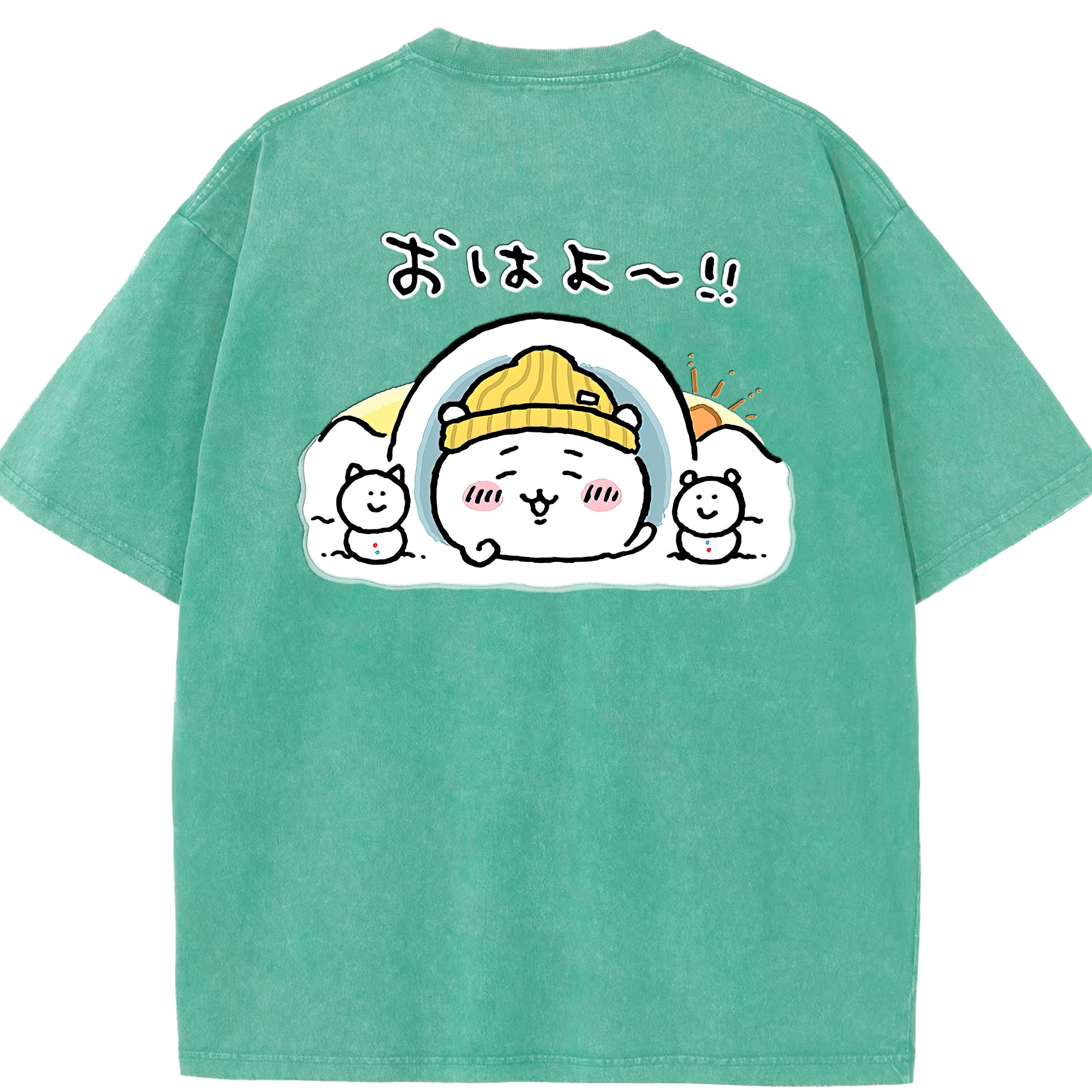 （画像用） ちいかわ ちいかわ Chii-kawa chiikawa 綿100% ヴィンテージ風 半袖Tシャツ（背面プリント）
